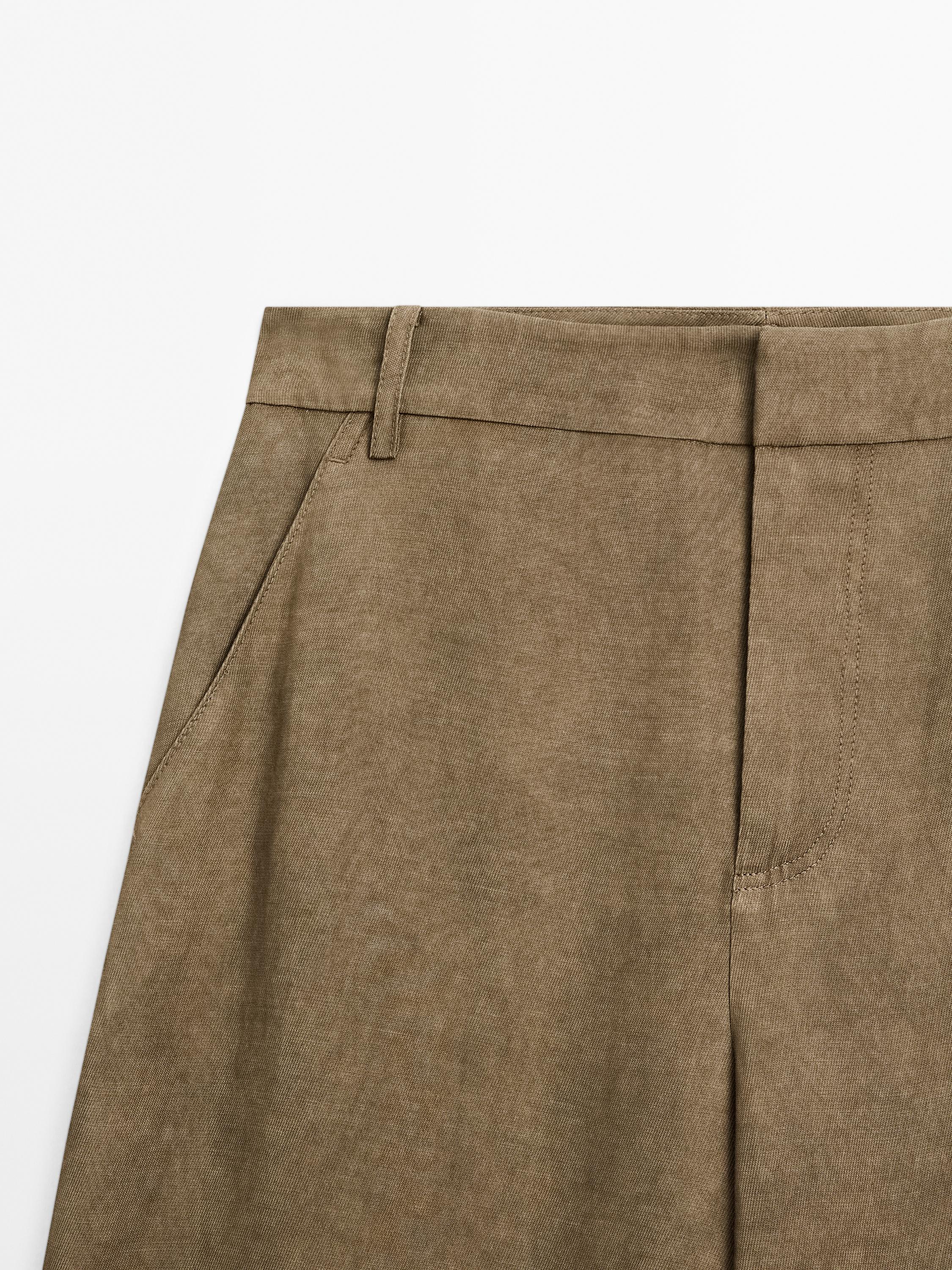 Flowing high-waist barrel fit trousers